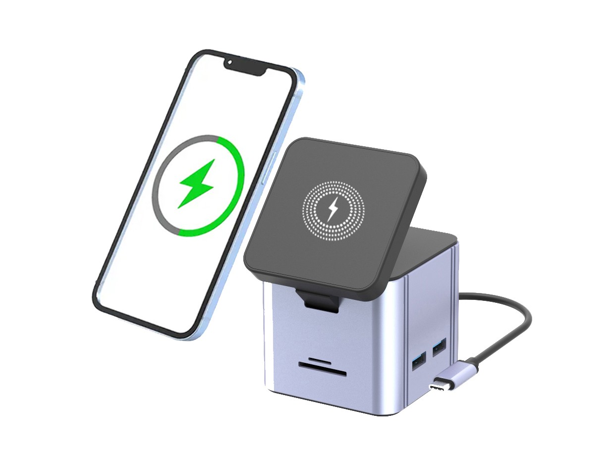 9in1 USB-C Mobile Phone Holder Docking Station with wireless Charging (YFC-ZJ901)